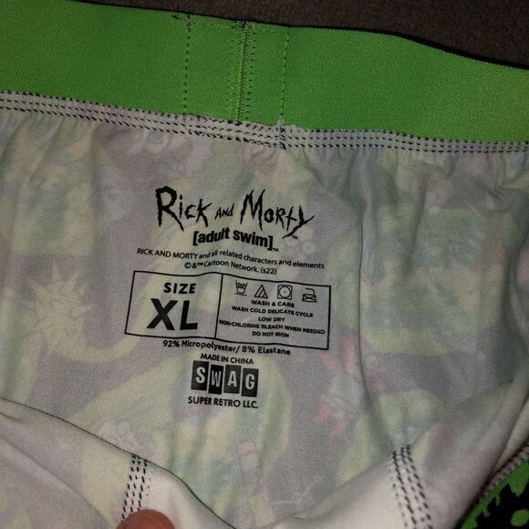 NEW RICK AND MORTY ADULT SWIM GREEN & BLACK SWAG BOXER BRIEFS MENS SIZE XL - Picture 2 of 5